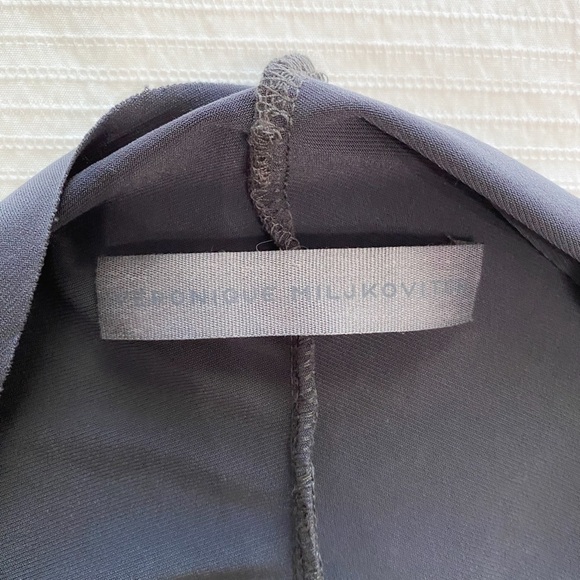 NWT VERONIQUE MILJKOVITCH GREY STRETCH COWL NECK 314 SLEEVES DRAPED DRESS - S - Picture 6 of 10